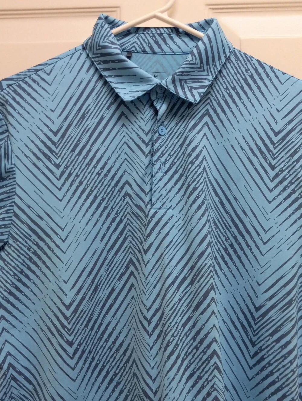 Adidas Ultimate365 Allover Print Polo Shirt Golf Medium Blue Chevron Performance